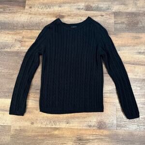 Bay Studio 100% Cotton Cable Knit Crew Neck Pullover Sweater Black M Minimalist